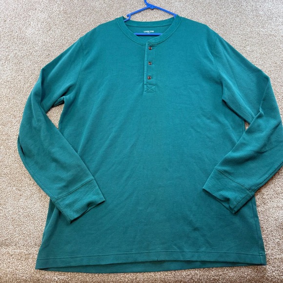 Lands' End Other - Lands End Mens XL/T Teal Green Waffle Knit Long Sleeve Henley Shirt 46 48 Tall